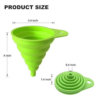 Funnels for Kitchen Use, Food Grade Silicone Collapsible Kitchen Funnel (Green) - Image 2