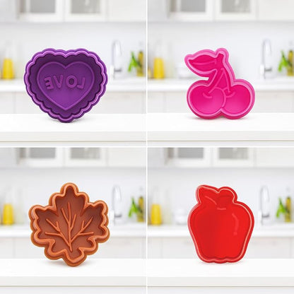 Mrs. Anderson's Baking Pie Crust Cookie Cutters, Set of 4, Spring-Action Embossing Cutters For Pie Crusts, Cookies, And Pastry Dough