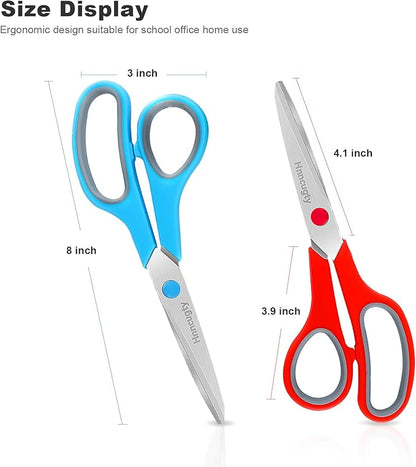 Scissors, Hnncugty 8" Scissors All Purpose Bulk Set of 6-Pack, Sharp Shears for Office Home Craft Sewing Fabric, High/Middle School Supplies Student Teacher Supplies, Comfort Grip Right/Left Handed - Image 2
