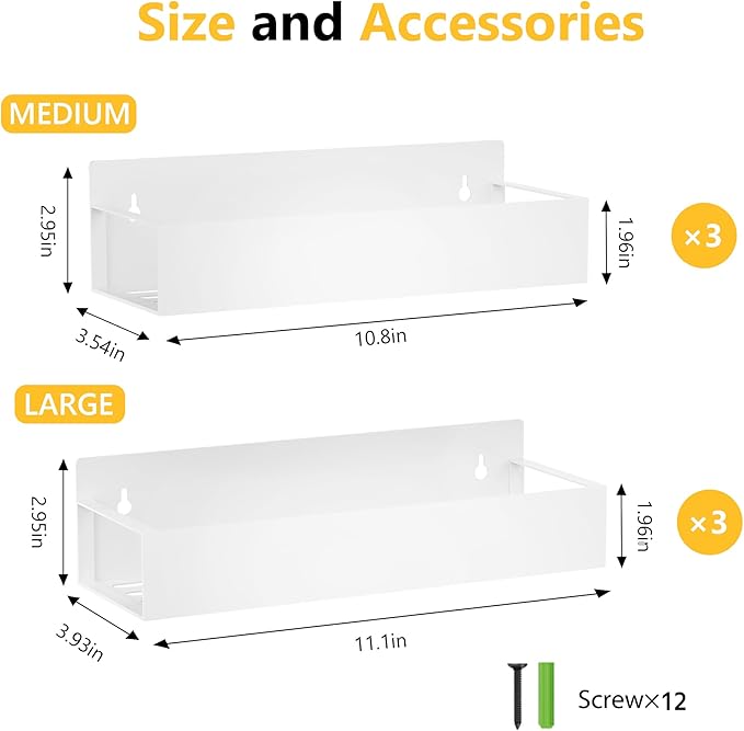 SMRCAD Magnetic Spice Rack for Refrigerator, 6pack Magnetic Shelf for Fridge Space Saving Seasoning Organizer for Kitchen storage Any Metal Surface No Drilling Needed (6pack-White) - Image 6