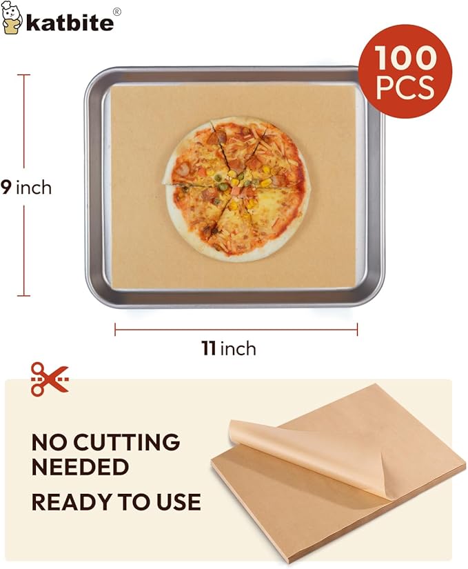 Katbite Air Fryer Disposable Paper Liners 200 Pcs, 9x11 Inch, Oil Resistant & Easy Clean, Non-stick Rectangular Paper Sheets Basket Liner for Toaster Oven Xl Air Fryer - Image 2