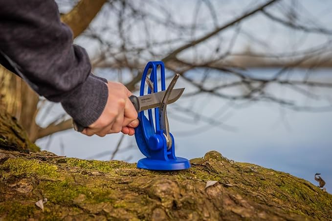 Warthog V-Sharp CURVE Professional Knife Sharpener System, 25 Degree Angle Knife Sharpener, 325 Grit Diamond Hones, Kitchen Tools, Easy to Use, Lightweight, No Adjustments, Ultra Compact, Blue - Image 4