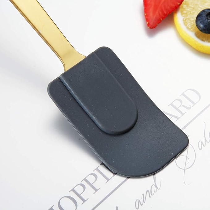 Gold Silicone Spatulas, Berglander Flexible Scrapers Baking Mixing Tool With Titanium Gold Plating, Baking Tools, Heat Resistant, Dishwasher Safe, Easy to Clean - Image 4