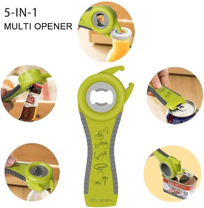 Jar Opener, 6 In 1 Bottle Opener Can Opener for Weak Hands, Jar Openers for Seniors with Arthritis, Multifunctional Lid Opener Kit, Easy Jar Opener Tool for Elderly Adults Kids (Green) - Image 3