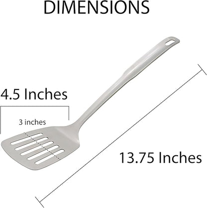 HIC Kitchen Slotted Turner with Long Handle, 18/8 Stainless Steel, 12.5-Inch