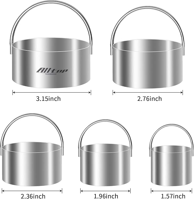 ALLTOP Round Biscuit Cutters with Handle, Stainless Steel Baking Essential Tool for Effortless Circle Cookie Shaping,Pastry,Cake Decoration Creation–Precise Cut for Dumpling,Scone, Donut-5 Pcs - Image 3
