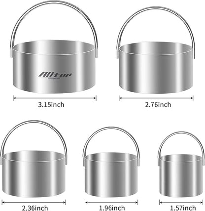 ALLTOP Round Biscuit Cutters with Handle, Stainless Steel Baking Essential Tool for Effortless Circle Cookie Shaping,Pastry,Cake Decoration Creation–Precise Cut for Dumpling,Scone, Donut-5 Pcs - Image 3