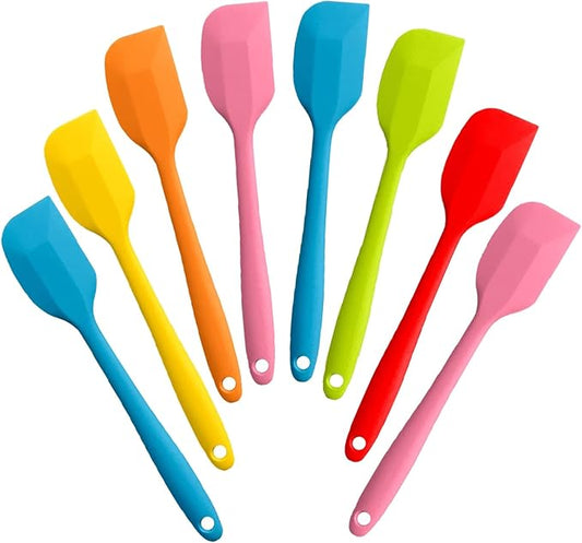 8 Pieces Silicone Spatulas,8.5 inch Non-stick with Stainless Steel Core,Heat Resistant-500℉, Food Grade Dishwasher Safe, for Mixing,Cooking,Baking (Mixed color) by KAKAMINA