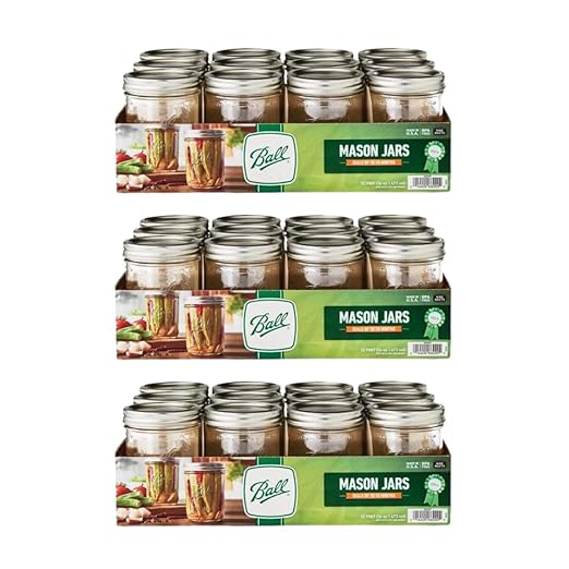 Ball Wide Mouth Glass Mason Jars with Lids and Bands, Used for Canning, Pickling, Juice, Jam, Jelly, Pint Size 16 Ounce (Pack of 36) by BallJar