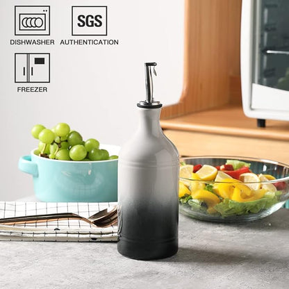 Sweejar Ceramic Olive Oil Dispenser Bottle, Opaque Oil Cruet Protects to Reduce Oxidation, Suitable for Storage Vinegar, Coffee Syrups & Other Liquids, Pack of 1, 15.5 Fl Oz(Gradient Gray) - Image 2