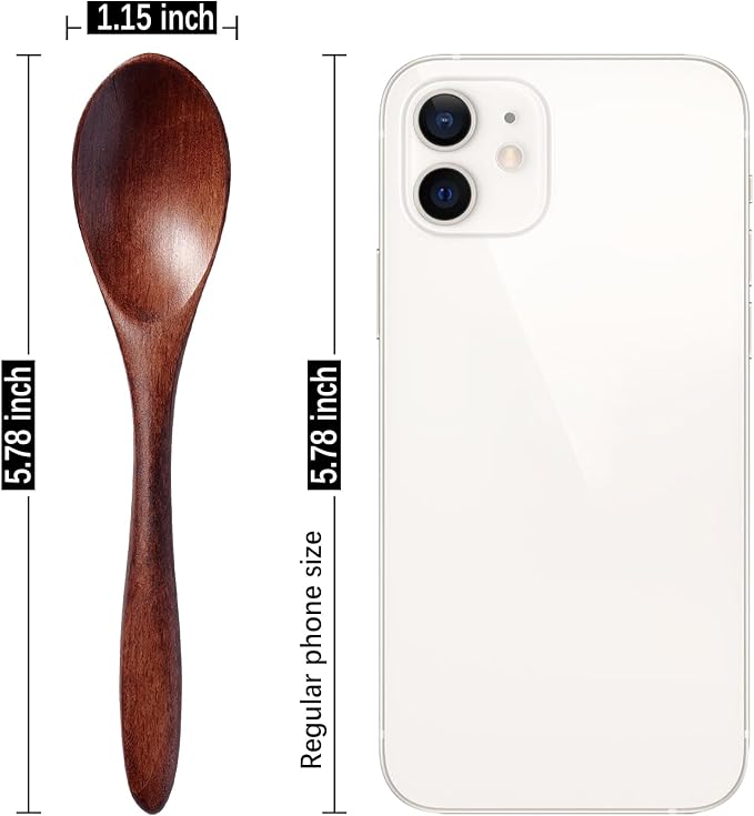 7 PCS Small Wooden Spoons, 5.8 Inch Honey Spoons for Tea, Hardwood Wooden Honey Teaspoon for Coffee, Little Tiny Wood Spoons, Bamboo Table Spoon for stirring, Wooden Spoons for Utensils Set - Image 3