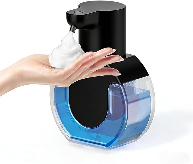 Automatic Soap Dispenser Touchless,Rechargeable Foaming Soap Dispenser,15oz/420ml Smart Hand Soap Dispensers,4-Level Adjustable,Wall Mount for Bathroom Kitchen Dish Soap,Hands-Free (Black) by Unknown
