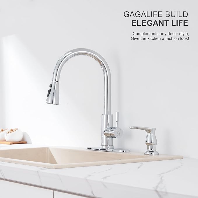 GAGALIFE Kitchen Sink Soap Dispenser Chrome, Built in Soap Dispenser with 13 OZ Bottle, Refill from The Top, Liquid Dispenser for Kitchen Sink - Image 3