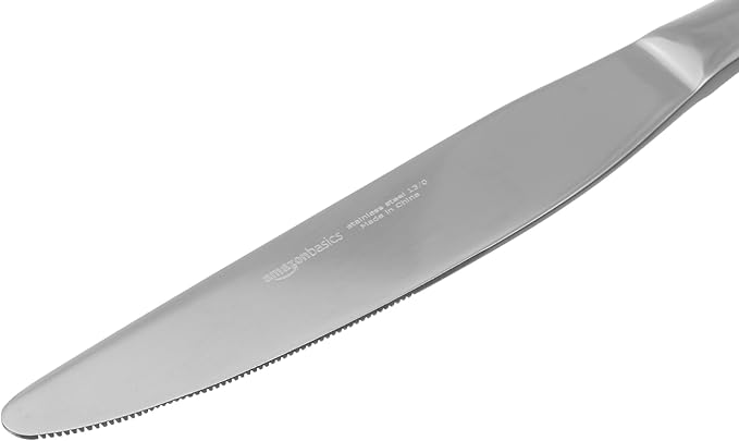 Amazon Basics Stainless Steel Dinner Knives with Round Edge, Silverware, Table Knives, Restaurant Quality, Pack of 12, Silver - Image 2