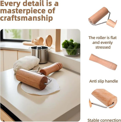 Stainless Steel & Beechwood Rolling Pin with Adjustable Thickness - Ergonomic Dumpling/Pasta Maker、Pizza, Kitchen Tool for Home Chefs, Dishwasher Safe & Rustproof Design (Y) - Image 3