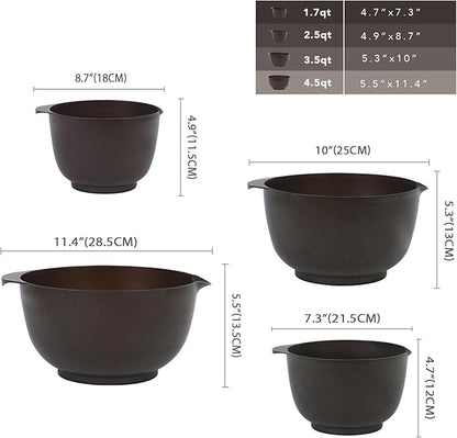 BoxedHome 4 Quart Large Plastic Mixing Bowls, Microwave Safe Mixing Bowl Set with Pour Spout, Nesting Bowls for Space Saving Storage(brown) - Image 3
