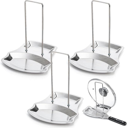 Lawei 3 Pack Lid and Spoon Rest - Pot Lid Holders Stainless Steel Pan Lid Organizer for Pots Pans Spoons by ENJOYEVERYMOMENT