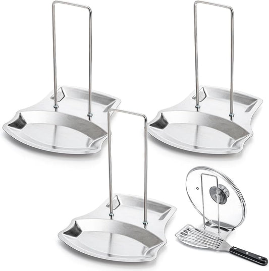 Lawei 3 Pack Lid and Spoon Rest - Pot Lid Holders Stainless Steel Pan Lid Organizer for Pots Pans Spoons by ENJOYEVERYMOMENT