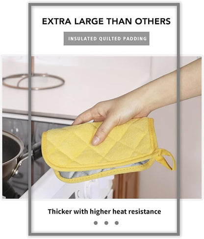 Joyhalo 4 Pack Pot Holders for Kitchen,Cotton Oven Holder with Great Heat Resistance,Non Slip Hot Pads for Kitchen Clearance,Yellow - Image 3