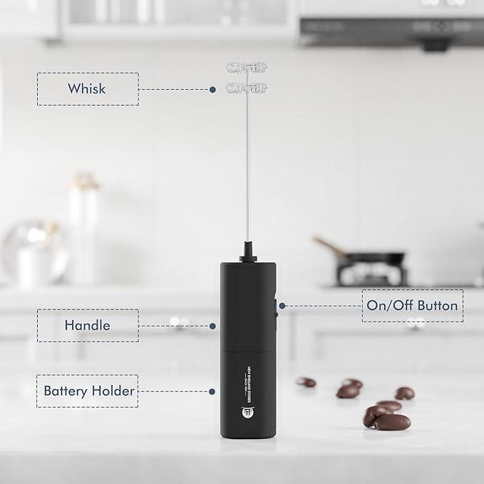 Powerful Milk Frother with Self-Stand Design, Handheld Foam Maker Mini Whisk Drink Mixer for Coffee, Cappuccino, Latte, Matcha, and Hot Chocolate - Image 3