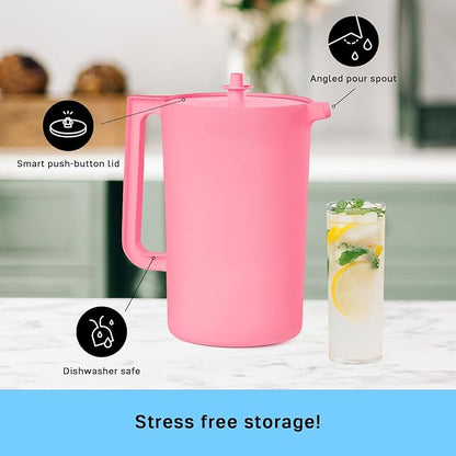Tupperware Heritage 1 Gallon Pitcher in Soft Candy, Dishwasher Safe and BPA Free