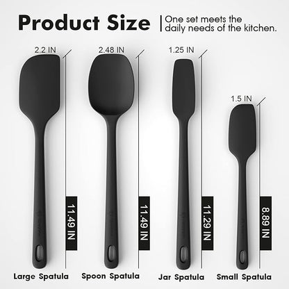 ChefAide 4 Pieces Silicone Spatula Set, Food Grade Rubber Spatula, Upgrade Strong Handle with Ergonomic Grip, Heat Resistant Up to 600°F for Nonstick Cookware, Cooking Baking Mixing - Image 2