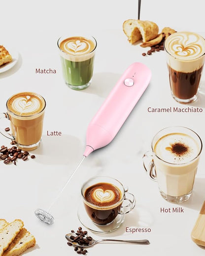 CIRCLE JOY Milk Frother Handheld Rechargeable Milk Foamer Electric Mini Drink Mixer with Stainless Steel Whisk for Coffee, Cappuccino, Lattes, Frappe, Matcha and Hot Chocolate, Pink - Image 8