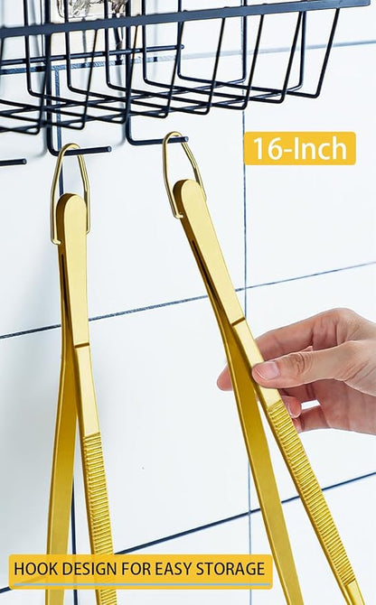 JETKONG 2 Pcs 16-Inch Heavy Duty Cooking Tweezers Extra Large Stainless Steel Food Tweezers Gaint Kitchen Tweezer Tongs (Gold) - Image 6