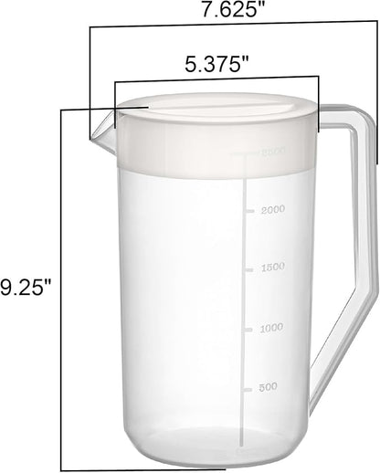 Amazing Abby - Kitchen Party - 2-Quart Plastic Pitcher (2-Pack), Unbreakable Water Pitcher with Lid, BPA-Free, Heat-Resistant, Dishwasher-Safe, Great for Both Iced and Hot Drinks, Indoors and Outdoors