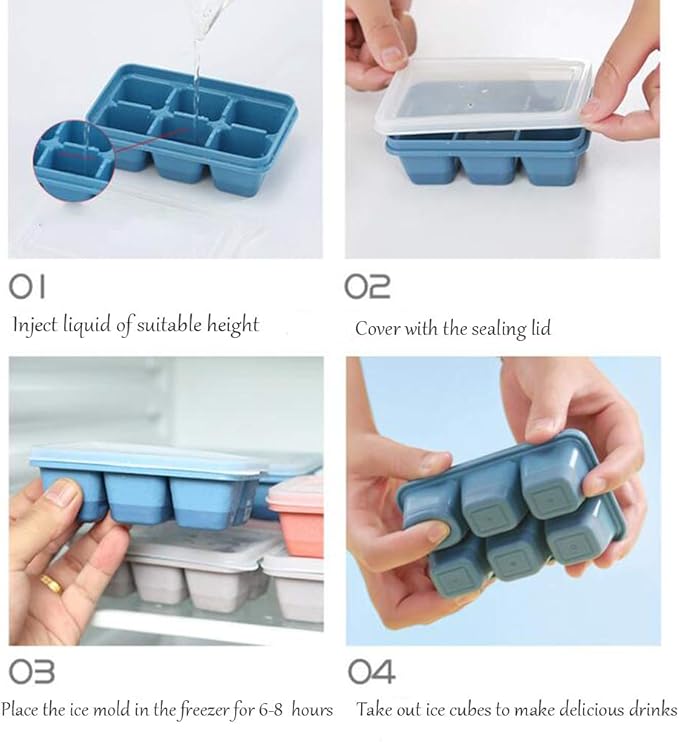 Ice Cube Trays for Freezer 3 Pack - Mini Ice Cube Trays with Lid & Easy-Release Silicone Bottom, Stackable Small Ice Cube Molds for Mini Fridge/Travel/Dorm Freezer - Image 3