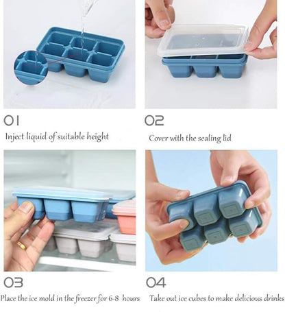 Ice Cube Trays for Freezer 3 Pack - Mini Ice Cube Trays with Lid & Easy-Release Silicone Bottom, Stackable Small Ice Cube Molds for Mini Fridge/Travel/Dorm Freezer - Image 3