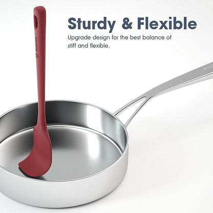 ChefAide 5 Pieces Silicone Spatula Set, Food Grade Rubber Spatula, Upgrade Strong Handle with Ergonomic Grip, Heat Resistant Up to 600°F for Nonstick Cookware, Cooking - Image 4