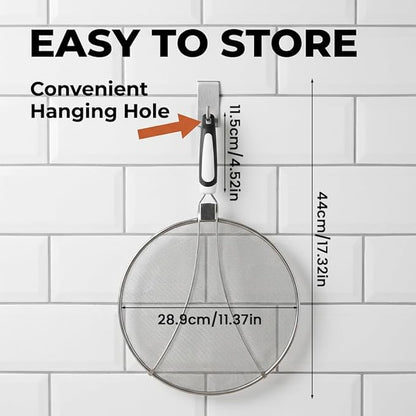 Stainless Steel Grease Splatter Guard, 11-Inch Fine Mesh Cover with Adjustable Comfort Grip Handle, Oil Splash Screen for Frying Pan, Cooking Pots, Skillet (1) - Image 5