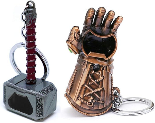 2-Pack Hammer Keychain Bottle Opener and Glove Keychain Bottle Opener, Beer Gifts Bottle Opener for Men, Husband, Dad, Grandpa, Boyfriend