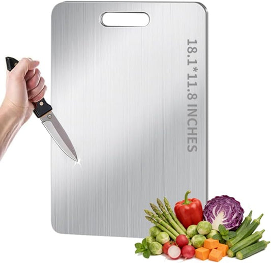 Titanium Cutting Board - 2026 New 100% Pure Titanium Cutting Boards, Food-Grade,Non-Slip Surface, Dishwasher Safe, Elegant Serving Tray, for Charcuterie, Meat, Vegetables, Easy Clean, 18.1"x11.8" by kitchen