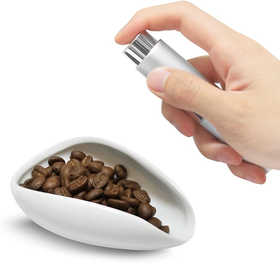 Coffee Bean Dosing Cup and Spray Bottle Set, Ceramic Single Dosing Tray for Coffee&Tea, Dosing Vessel Espresso Accessories for Coffee Bar, White by patiparrto