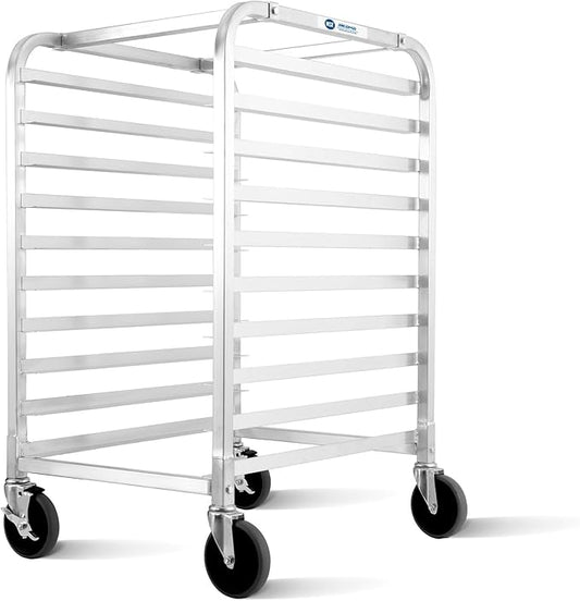 BIEAMA 10-Tier Sheet Pan Rack, NSF Bun Pan Rack, Aluminum Bakery Rack, Home Commercial Kitchen Bakery Cooling, 4 Wheels by BIEAMA