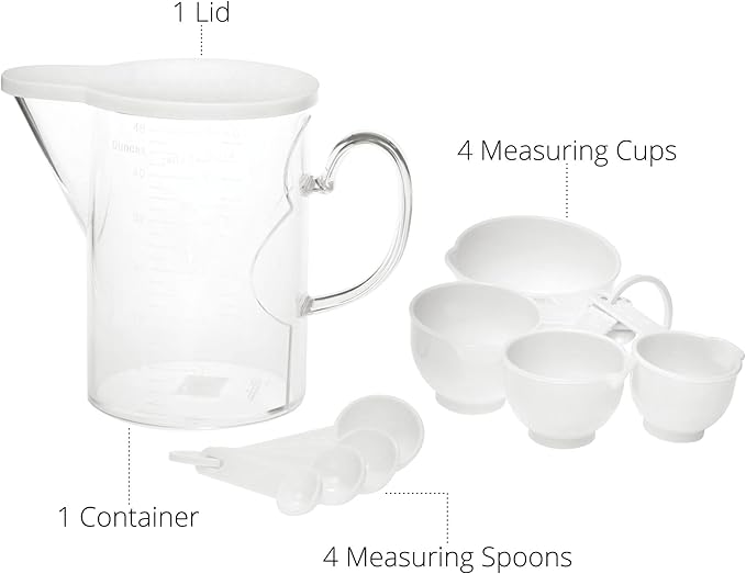 Measuring Cups and Measuring Spoons Set of 10 Pieces, Supreme Housewares Plastic Multi-Purpose Home Essentials Cooking, and Baking Tools BPA Free Dishwasher Safe for Liquid and Dry (White) - Image 4