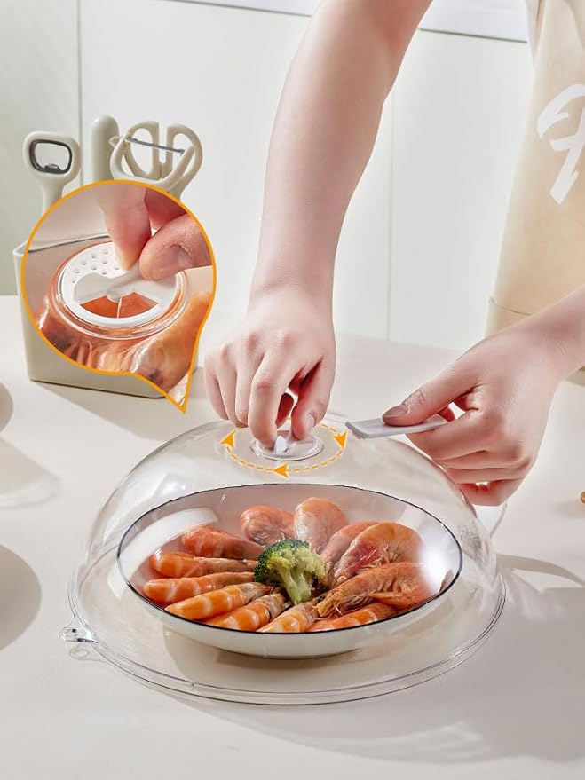 Microwave Splatter Cover for Food,Clear Microwave Splash Guard Cooker lid with Handle,BPA-Free,Soft Plastic - Image 4