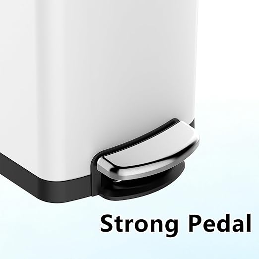 Garvee Slim Kitchen Trash Can 8 Gal, Skinny Stainless Steel Garbage Can with Removable Inner Bucket & Soft Close Lid, Narrow Trash Bin for Bathroom Living Room Office, White