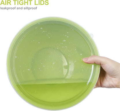 BoxedHome BPA Free Plastic Round Mixing Bowl with Lids, 12 Pack Nesting Bowls with Lids Set, Microwave and Dishwasher Safe Prep & Serving Bowls Great for Mixing, Baking, Serving (Light Green, 12pcs) - Image 3