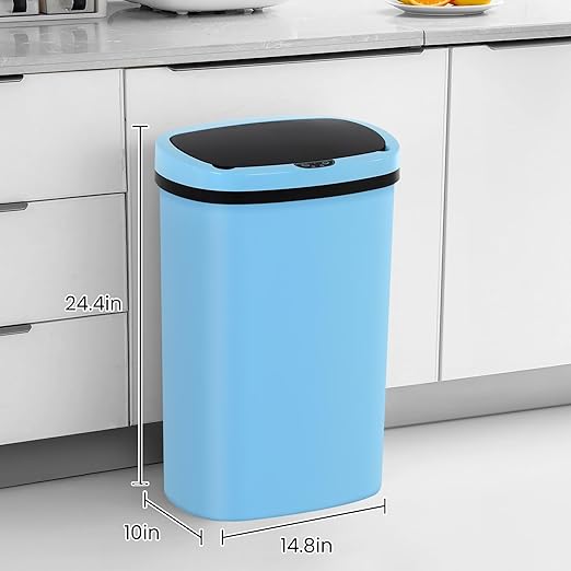 13 Gallon Trash Can | 50L Sensor Automatic Kitchen Trash Can with Lid | Touchless Garbage Bin Odor-Control for Kitchen, Office, Bedroom, Living Room (1 Pack, Blue) - Image 8