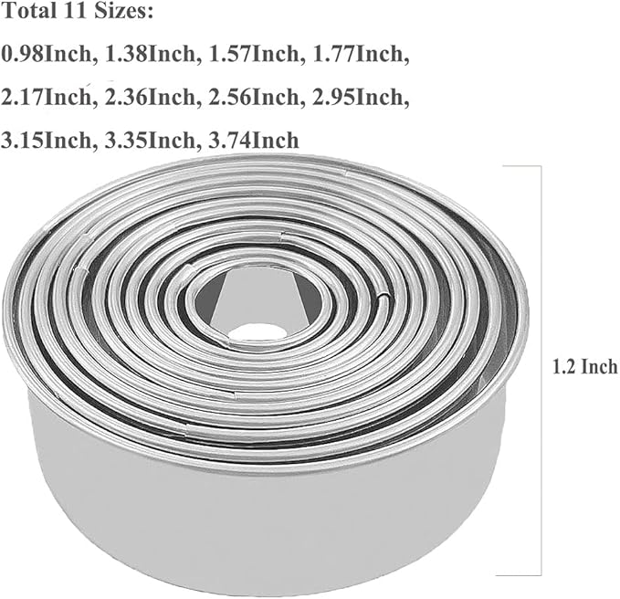 Cookie Cutters - Biscuit Cutters/Stainless Steel Dumpling Cutters/Cake Pastry Cutters/Cake Cookie Scone Cutters Molds stamps for Cooking Baking (Round Edge, 11Pcs) - Image 4
