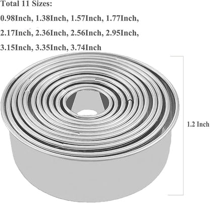 Cookie Cutters - Biscuit Cutters/Stainless Steel Dumpling Cutters/Cake Pastry Cutters/Cake Cookie Scone Cutters Molds stamps for Cooking Baking (Round Edge, 11Pcs) - Image 4
