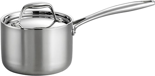 Tramontina Signature Tri-Ply Clad Stainless Steel 1.5-Quart Sauce Pan with Lid, Induction-Ready, Dishwasher-Safe, NSF-Certified, Made in Brazil by Tramontina