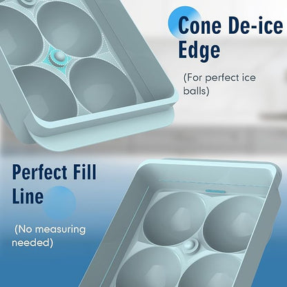 Large Ice Ball Maker Mold, 1.9" Round Ice Cube Mold for Whiskey Bourbon Cocktail, 6 Balls, Sphere Ice Mold, Big Ice Cube Tray with Container and Tongs, Easy to Fill & Release - Image 6