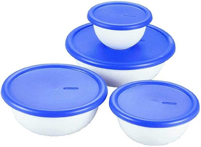 Sterilite 07479406 8 Piece Covered Bowl Set, White & Blue by Sterilite