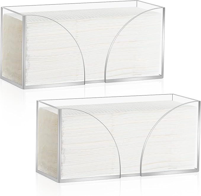 2PCS Paper Towel Dispenser Countertop Acrylic Clear Paper Towel Holder for Bathroom Folded Paper Towel Dispenser Clear Trifold Paper Napkin Holder for Z-fold C-fold MultiFold Trifold - Home Kitchen