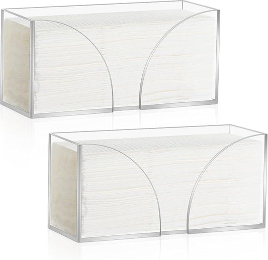 2PCS Paper Towel Dispenser Countertop Acrylic Clear Paper Towel Holder for Bathroom Folded Paper Towel Dispenser Clear Trifold Paper Napkin Holder for Z-fold C-fold MultiFold Trifold - Home Kitchen