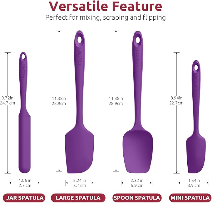 U-Taste Silicone Spatula Set with 600 Degrees Fahrenheit Heat Resistant (Purple) - Image 2